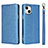 Leather Case Stands Flip Cover L08 Holder for Apple iPhone 14 Blue