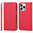 Leather Case Stands Flip Cover L08 Holder for Apple iPhone 14 Pro Red