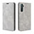 Leather Case Stands Flip Cover L08 Holder for Oppo K5 Gray