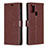 Leather Case Stands Flip Cover L08 Holder for Samsung Galaxy A21s Brown