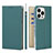 Leather Case Stands Flip Cover L09 Holder for Apple iPhone 14 Pro Cyan