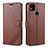 Leather Case Stands Flip Cover L09 Holder for Xiaomi Redmi 9 Activ Brown