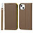 Leather Case Stands Flip Cover L10 Holder for Apple iPhone 13 Brown