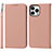 Leather Case Stands Flip Cover L10 Holder for Apple iPhone 14 Pro Max Rose Gold