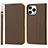 Leather Case Stands Flip Cover L10 Holder for Apple iPhone 15 Pro Max Brown