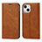 Leather Case Stands Flip Cover L11 Holder for Apple iPhone 13 Mini Brown