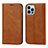 Leather Case Stands Flip Cover L11 Holder for Apple iPhone 15 Pro Max Brown