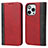Leather Case Stands Flip Cover L12 Holder for Apple iPhone 13 Pro Max Red