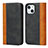 Leather Case Stands Flip Cover L12 Holder for Apple iPhone 14 Black