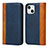 Leather Case Stands Flip Cover L12 Holder for Apple iPhone 14 Blue