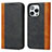 Leather Case Stands Flip Cover L12 Holder for Apple iPhone 14 Pro Black