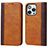 Leather Case Stands Flip Cover L12 Holder for Apple iPhone 15 Pro Max Brown