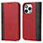 Leather Case Stands Flip Cover L12 Holder for Apple iPhone 15 Pro Max Red