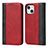 Leather Case Stands Flip Cover L12 Holder for Apple iPhone 15 Red