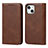 Leather Case Stands Flip Cover L14 Holder for Apple iPhone 13 Brown