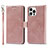 Leather Case Stands Flip Cover L15 Holder for Apple iPhone 13 Pro Max Rose Gold