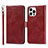 Leather Case Stands Flip Cover L15 Holder for Apple iPhone 14 Pro Red