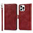 Leather Case Stands Flip Cover L15 Holder for Apple iPhone 15 Pro Max Red