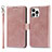 Leather Case Stands Flip Cover L15 Holder for Apple iPhone 15 Pro Max Rose Gold