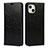 Leather Case Stands Flip Cover L17 Holder for Apple iPhone 15 Black