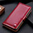 Leather Case Stands Flip Cover L18 Holder for Realme Q2 5G Red Wine