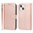 Leather Case Stands Flip Cover L19 Holder for Apple iPhone 13 Rose Gold