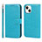 Leather Case Stands Flip Cover L19 Holder for Apple iPhone 13 Sky Blue