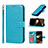 Leather Case Stands Flip Cover L19 Holder for Apple iPhone 14 Pro Max Sky Blue