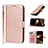 Leather Case Stands Flip Cover L19 Holder for Apple iPhone 14 Pro Rose Gold