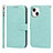 Leather Case Stands Flip Cover L19 Holder for Apple iPhone 15 Plus Matcha Green