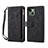 Leather Case Stands Flip Cover L20 Holder for Apple iPhone 14 Plus Black