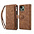 Leather Case Stands Flip Cover L20 Holder for Apple iPhone 14 Plus Brown