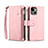 Leather Case Stands Flip Cover L20 Holder for Apple iPhone 14 Plus Rose Gold