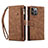 Leather Case Stands Flip Cover L20 Holder for Apple iPhone 14 Pro Brown