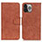 Leather Case Stands Flip Cover L27 Holder for Apple iPhone 13 Pro Max Brown