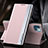 Leather Case Stands Flip Cover M05 Holder for Apple iPhone 15 Rose Gold