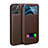 Leather Case Stands Flip Cover N01 Holder for Apple iPhone 12 Pro Max Brown