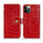 Leather Case Stands Flip Cover N02 Holder for Apple iPhone 12 Pro Red