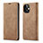 Leather Case Stands Flip Cover T01 Holder for Apple iPhone 12 Mini Light Brown