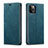 Leather Case Stands Flip Cover T01 Holder for Apple iPhone 12 Pro Cyan