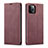 Leather Case Stands Flip Cover T01 Holder for Apple iPhone 12 Pro Red Wine