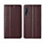 Leather Case Stands Flip Cover T02 Holder for Huawei Nova 6 5G Brown