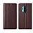 Leather Case Stands Flip Cover T02 Holder for OnePlus 8 Pro Brown