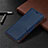 Leather Case Stands Flip Cover T02 Holder for Xiaomi Redmi 10X 4G Blue