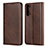 Leather Case Stands Flip Cover T03 Holder for Oppo F15 Brown