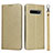 Leather Case Stands Flip Cover T03 Holder for Samsung Galaxy S10 5G Gold