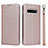 Leather Case Stands Flip Cover T03 Holder for Samsung Galaxy S10 5G Rose Gold