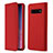 Leather Case Stands Flip Cover T03 Holder for Samsung Galaxy S10 Plus Red