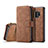 Leather Case Stands Flip Cover T03 Holder for Samsung Galaxy S9 Brown