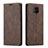 Leather Case Stands Flip Cover T03 Holder for Xiaomi Redmi Note 9S Brown